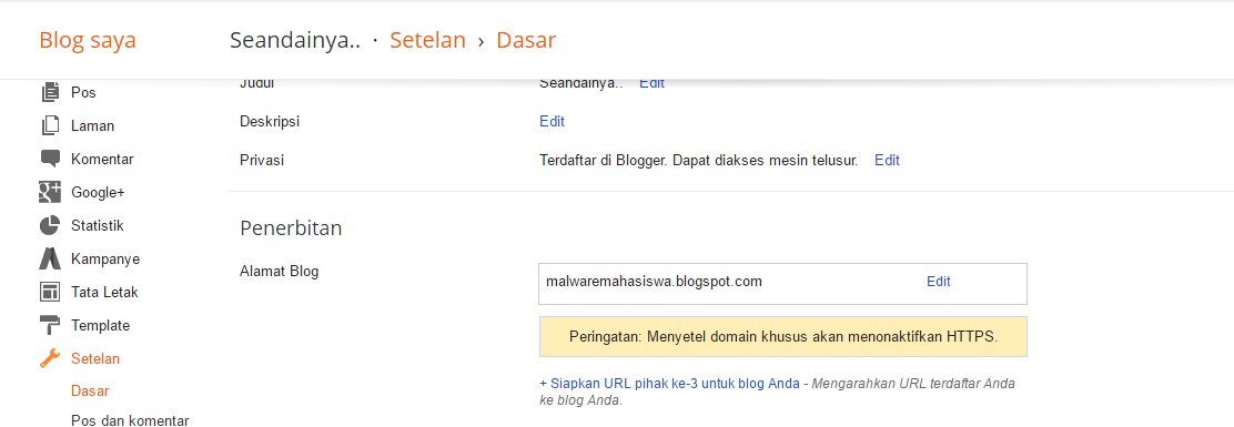 custom domain ke blogger