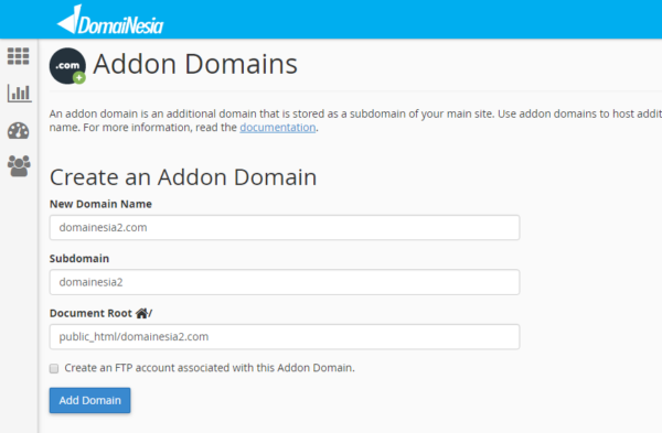 create add-on domain