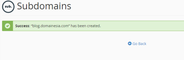 create subdomain success