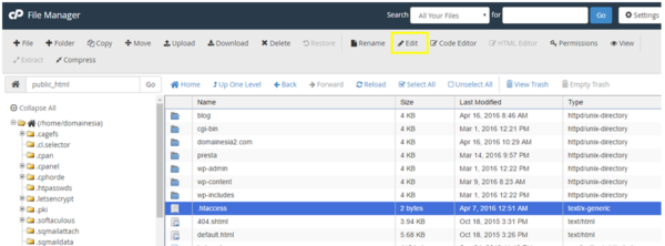 edit htaccess