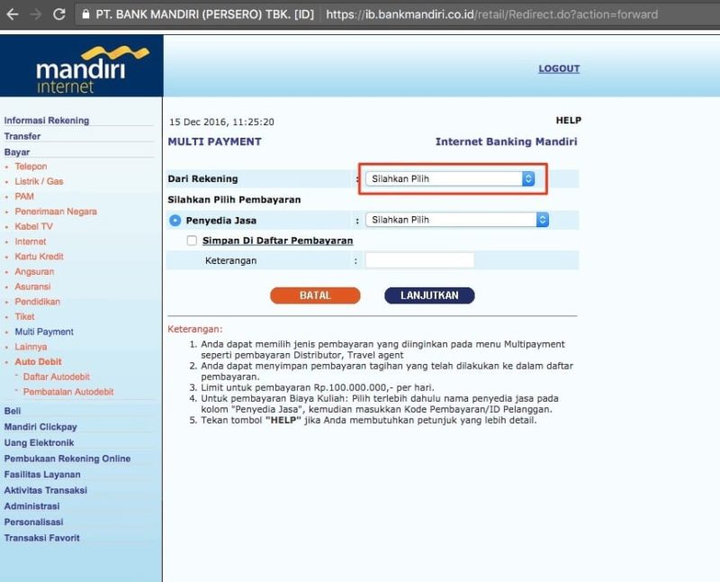 virtual account bank mandiri