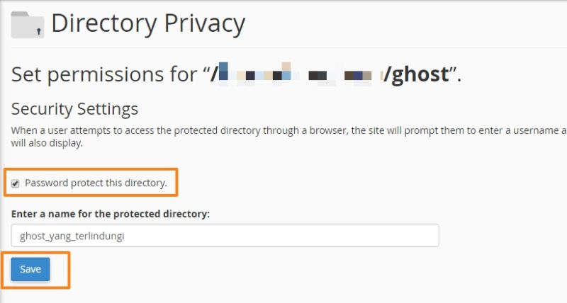 how to password protect the hosting folder in cPanel