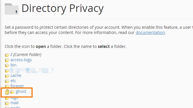 how to password protect the hosting folder in cPanel