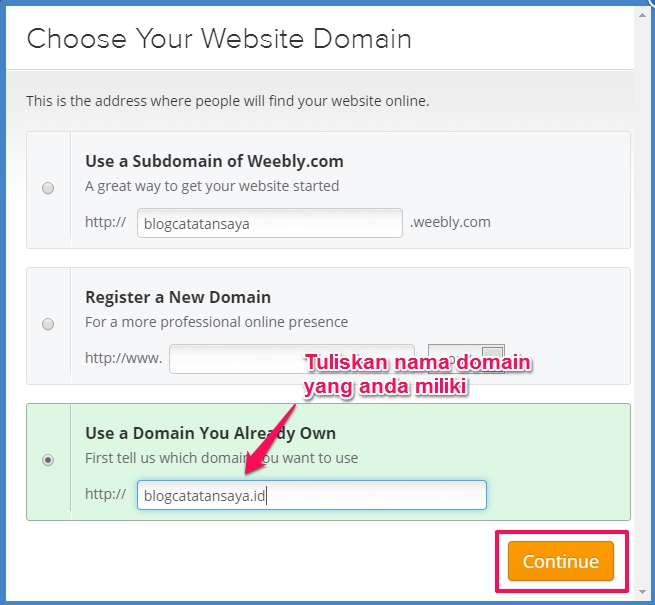 cara custom domain weebly