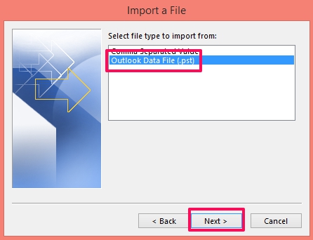 cara import email outlook