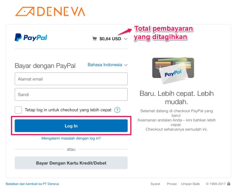 cara membayar lewat paypal