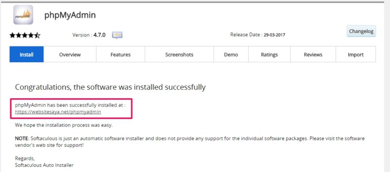 cara install phpmyadmin melalui softaculous