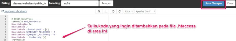 membuat file htaccess