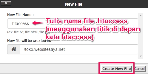 create an htaccess file