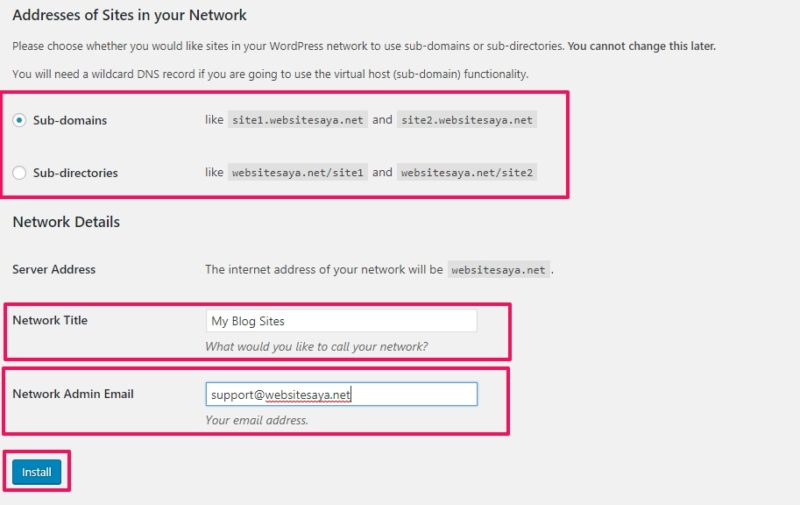 cara membuat multisite dengan subdomain