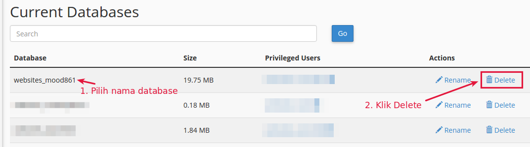 Cara Menghapus Database MySQL