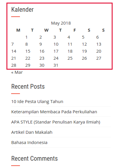 cara menambahkan widget di WordPress