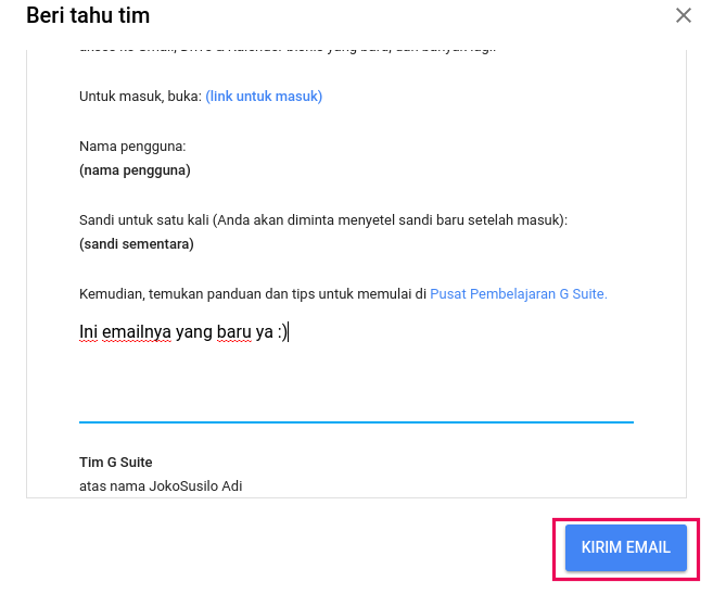 cara setting email G Suite