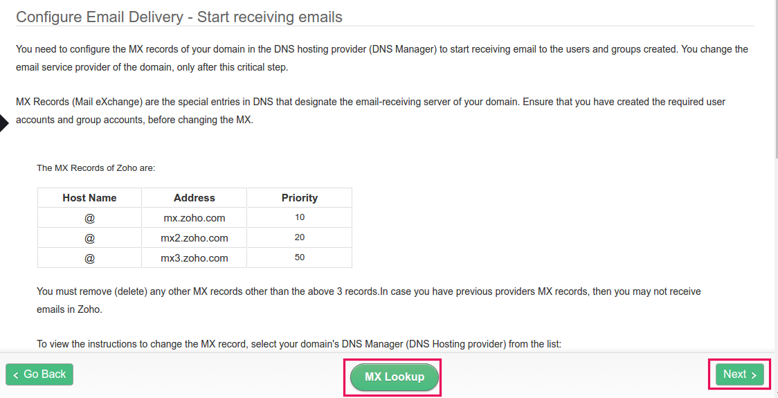 cara setting email zoho