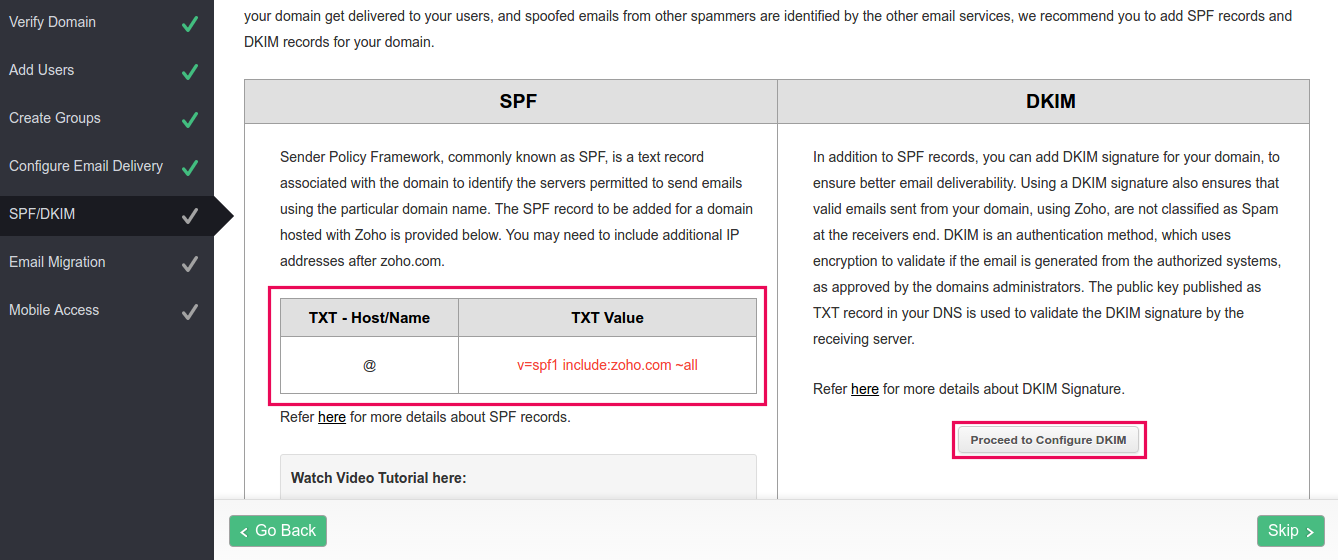 cara setting email zoho