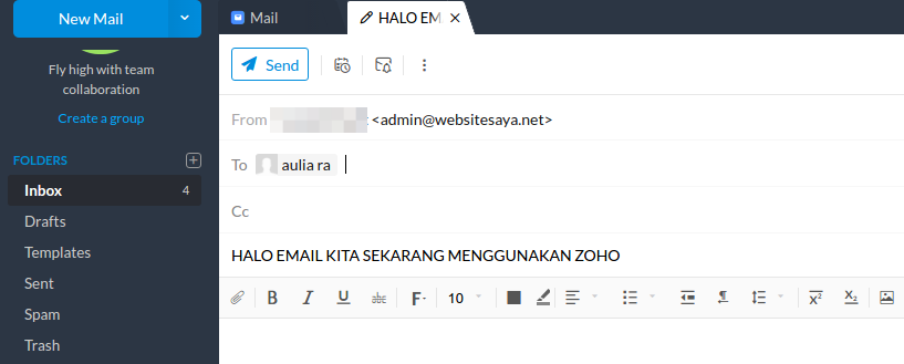 cara setting email zoho