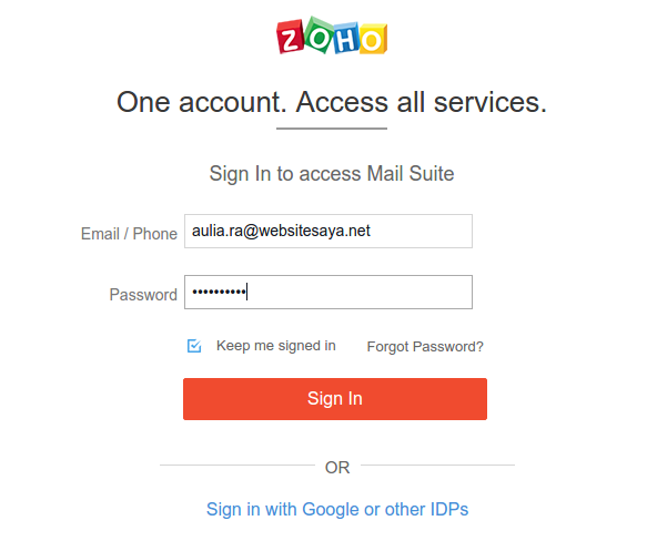 cara setting email zoho