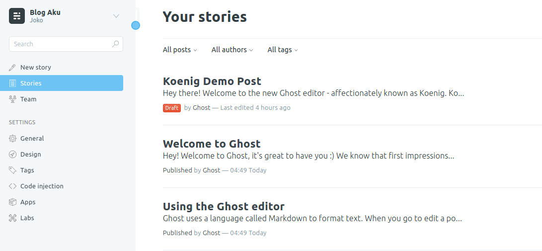 cara instal ghost di hosting