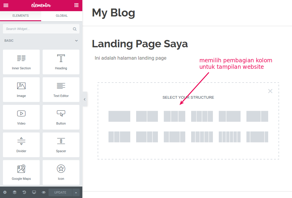 cara membuat landing page dengan elementor