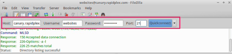 pair what is hostname for ftp filezilla
