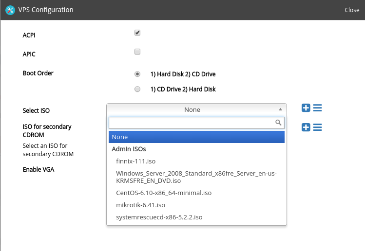 how to add iso in vps