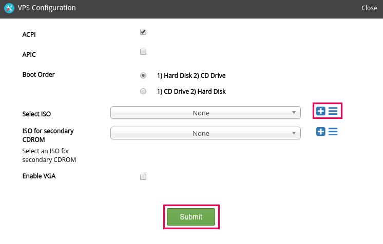 how to add iso in vps