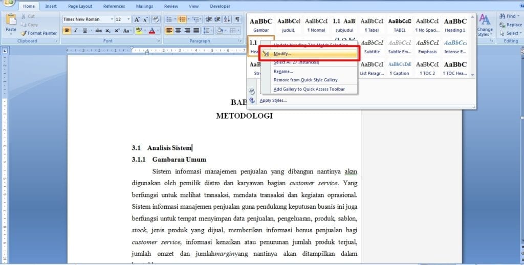 Cara Membuat Daftar Isi di Word 2010 Otomatis