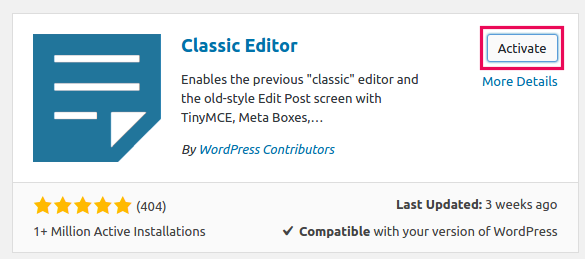 cara mengembalikan editor classic wordpress