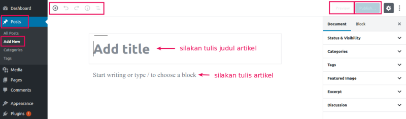 cara menggunakan editor gutenberg wordpress