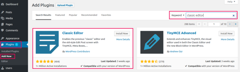 cara mengembalikan editor classic wordpress