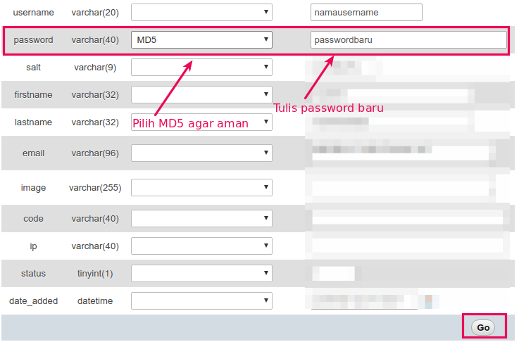 cara reset password OpenCart