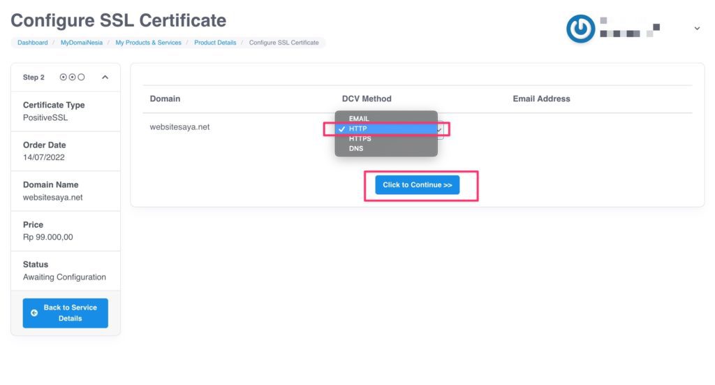 Cara Validasi SSL Melalui HTTP (DV) 2