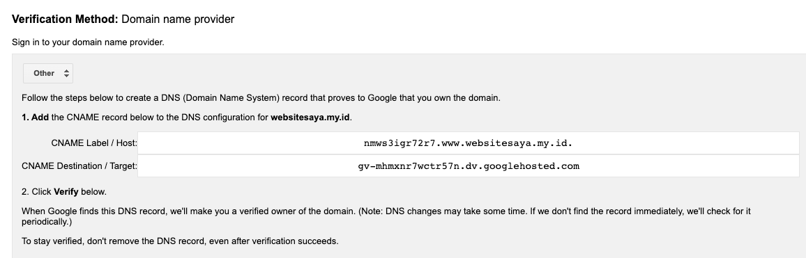 custom domain ID ke Google Sites