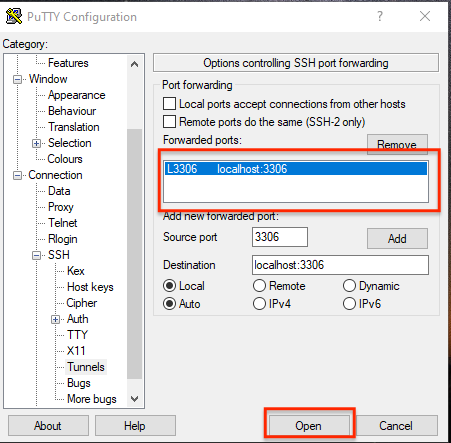 putty download mysql database