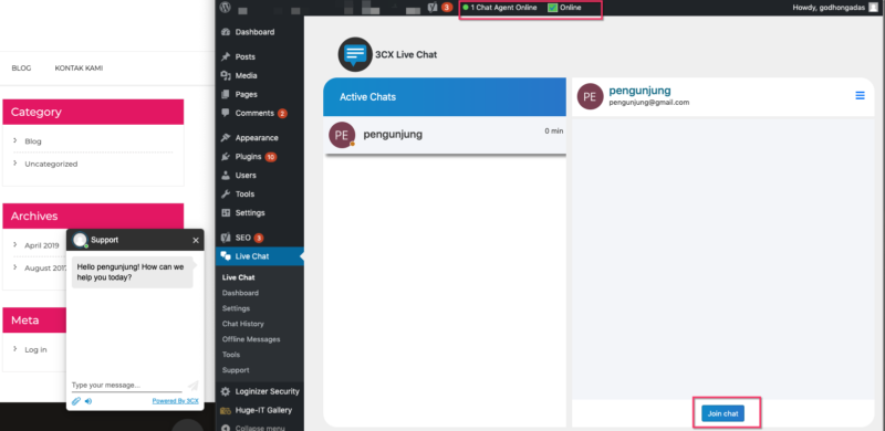 Cara membuat live chat di WordPress