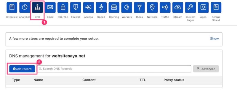 setting dns di cloudflare