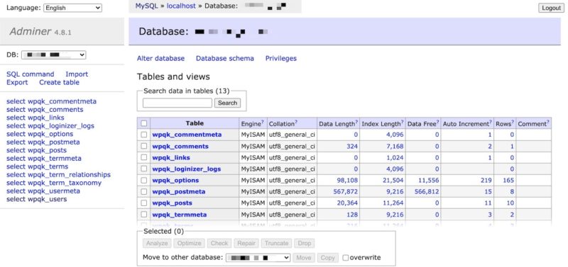 remote mysql dengan adminer