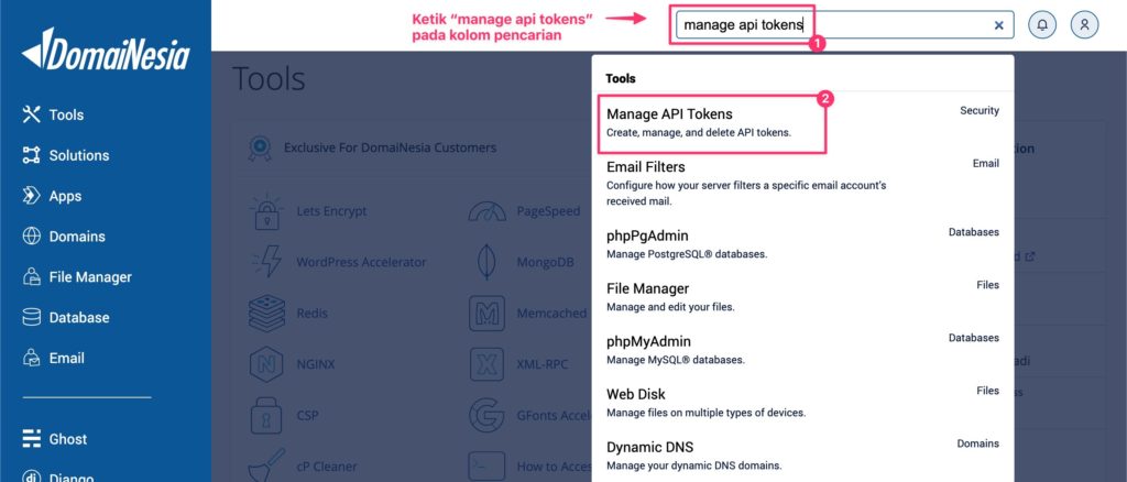 manage api tokens cpanel