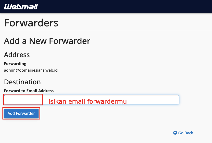 Panduan Setting Email Forwarding 7 forwarding