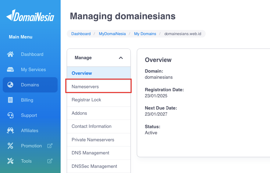 Panduan Mengubah Nameserver pada Domain 4 name server