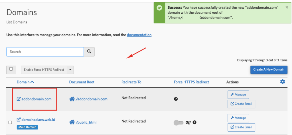 Menambahkan Add-On Domain (Domain Tambahan) 6 Add-on di cPanel