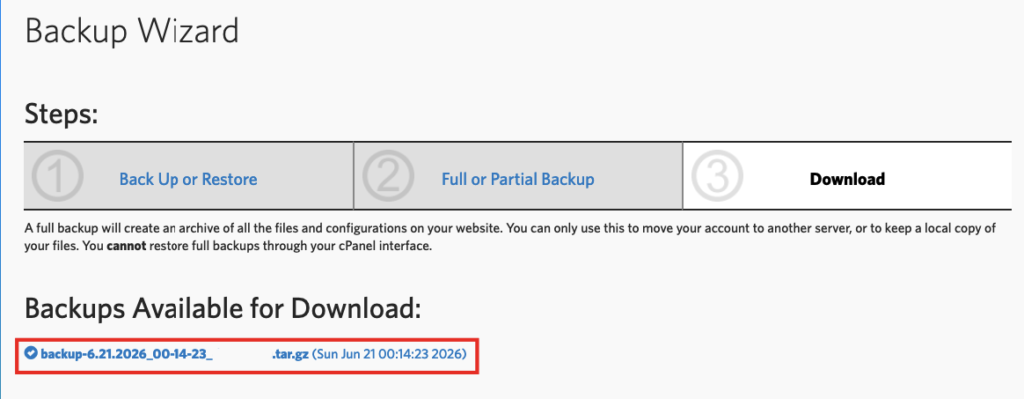 Panduan Backup Website Melalui cPanel 9 backup website