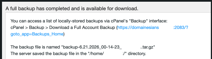 Panduan Backup Website Melalui cPanel 8 backup website