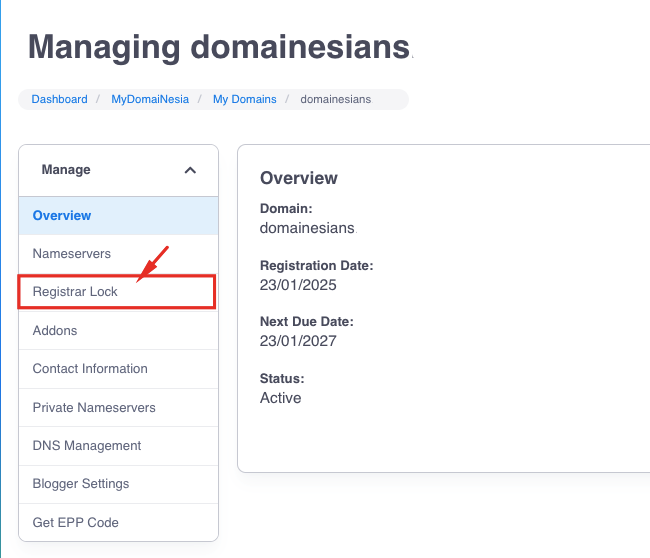 Panduan Lock dan Unlock Domain 4 lock dan unlock domain