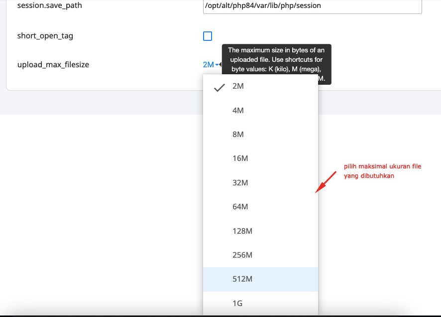 Panduan Mengatur Ukuran Upload File di cPanel 6 ukuran upload file
