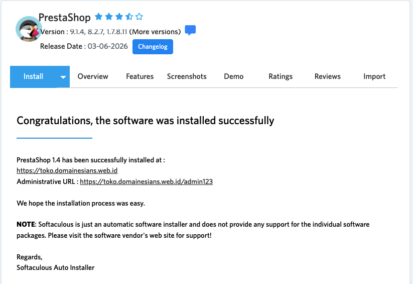 Panduan Instalasi Prestashop di cPanel Melalui Softaculous 11 cara install prestashop