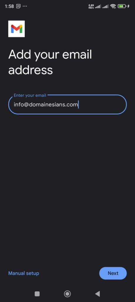 setting email di Android
