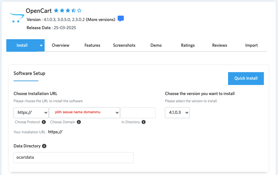 Panduan Instalasi Opencart 6 instalasi opencart