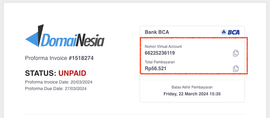 virtual account bca