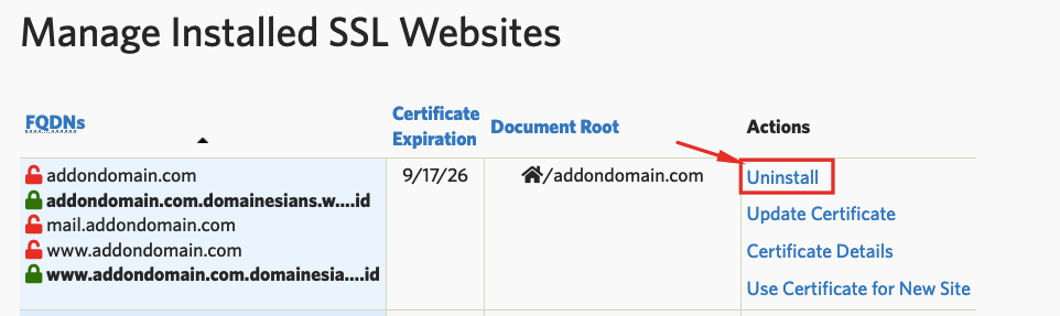 Cara Menghapus SSL di cPanel 4 cara hapus SSL